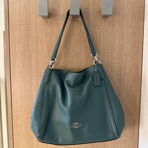 Coach Edie 31 Pebbled Leather Teal Shoulder Bag